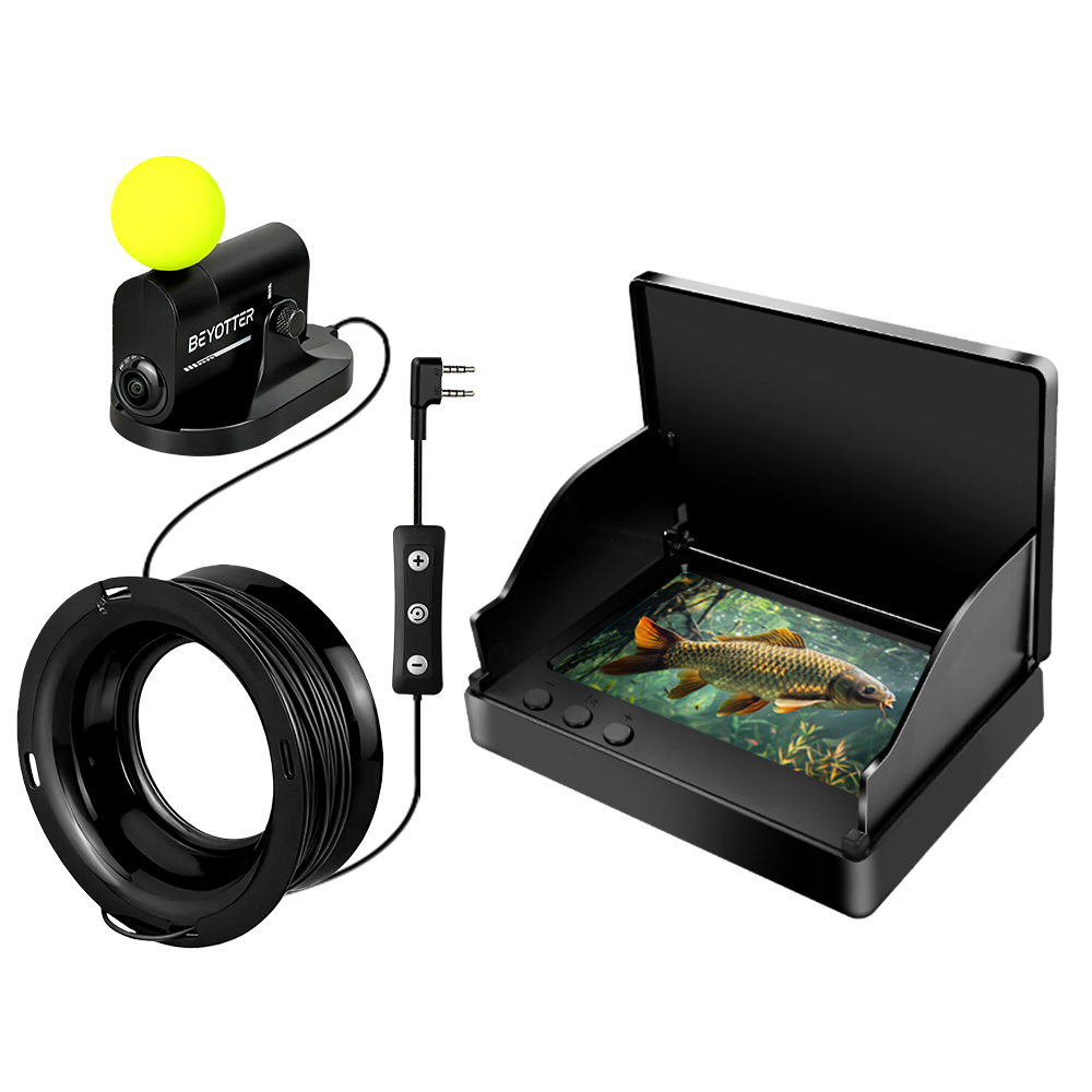 Fish Finder Portable - เครื่องหาปลาใต้น้ำแบบพกพาใหม่พร้อมระยะตรวจจับ 0.6-30 ม. แบตเตอรี่ลิเธียมจอแสดงผล LCD/LED ตำแหน่งลูกบอลลอยอัตโนมัติ